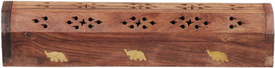PRIME HOMES Wooden Agarbati Holder Dhoop Wodden Box Holder Stand 12x2x1.5 inch Wooden Incense Holder(Brown, Pack of 1)
