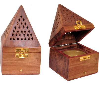 HASHMAT CREATION Wooden bakhoor burner Wooden Incense Holder(Brown)