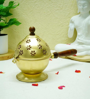AR Impex Metal Loban Dhoop Dani/Dhoop Dani Stand Burner for Home Office Temple Puja Brass Incense Holder(Gold, Pack of 1)