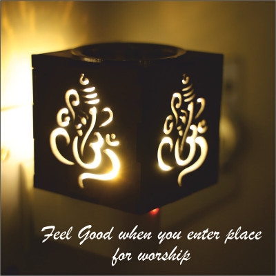 SRM Electrical Camphor Diffuser with On/Off Switch to Toggle Between Burner& Lamp Ceramic, Wooden Incense Holder(Brown, Pack of 1)