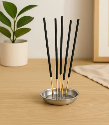 SHRIKHATUSHYAM 7 Sticks Agarbatti Stand With Plate, Incense Holder,Incense Stick Stand Stainless Steel Incense Holder(Grey)
