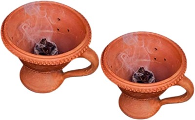 QWGPT Dhoop Loban Dani/Dhuni Burner Holder/Pot Stand for Puja/Hawan/Dhuni Ceramic Incense Holder(Brown)