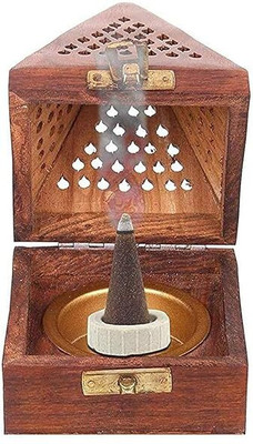 SATVANG Wooden Dhoop Stand - ( Pack of 1 ) Decorative Showpiece  -  14 cm(Wood, Multicolor)