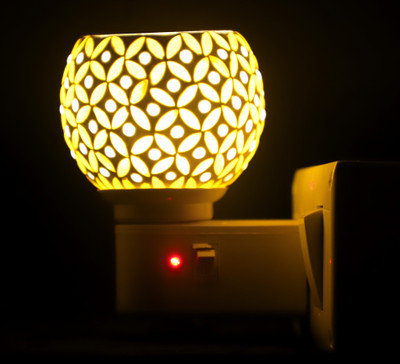 Radhey Radhey Electric Kapoor Dani for Home,Office with On/Off Switch & Night Lamp Ceramic Incense Holder(Yellow, Pack of 1)