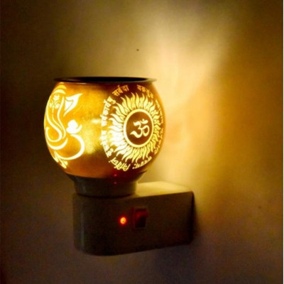 ARTRADERS Electric Kapoor Dani OM Camphor Burner Multipurpose Incense Aroma Dhoop Dani Glass Incense Holder(Gold)