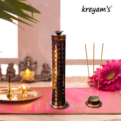 Kreyam's Agarbatti Stand Stainless Steel Incense Holder(Maroon)