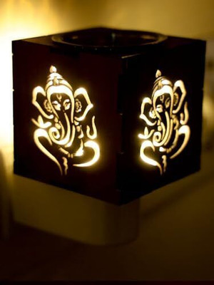 SHILPAVEDA Electrical Camphor Carved Wooden Kapoor Dani Incense Holder Wooden, Plastic Incense Holder(Brown, Pack of 1)