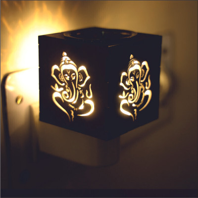 Gojeeva Electrical Camphor Carved Pattern Wooden Kapoor Dani & Essential Oil Diffuser Plastic Incense Holder(Brown, Pack of 1)