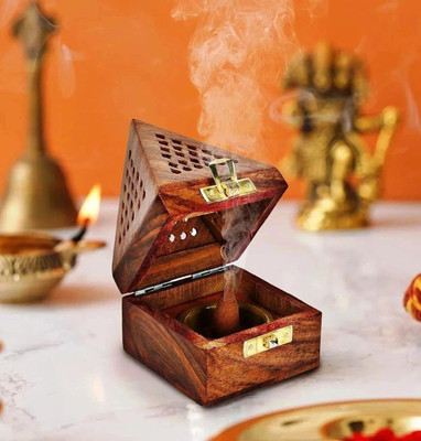HAPY HAVEN Dhoop , Agarbathi Stand, Computer Sambrani Wooden Incense Holder Wooden Incense Holder(Brown, Pack of 1)
