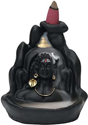 GDLUCK Mahadev adiyogi shivji idol statue smoke fountain with 20 pc incense cones Decorative Showpiece  -  12 cm(Polyresin, Black)