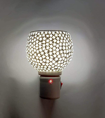 agrwal Glass Aroma Oil Diffuser/Kapoor Dani/ Camphor Burner Cum Night Lamp with Switch Glass Incense Holder(White)
