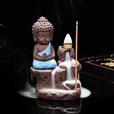 Flipkart SmartBuy Divine Buddha Backflow Incense Burner Showpiece - Infuse Your Space with Beauty Decorative Showpiece  -  12 cm(Polyresin, Blue, Brown)