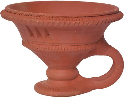 ClayWalaz Desi Handmade Natural Clay Dhupdhani/Dhoop Loban Dani/Dhuni Burner Holder/ Earthenware Incense Holder(Brown)