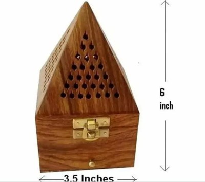 NAU NIDH ENTERPRISES Handcrafted Wooden Pyramid Shape Insence Holder (PK Of 1) Wooden Incense Holder(Brown)