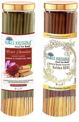 Vringra Kesar Chandan Agarbatti Sticks + Rose Incense Sticks - Pooja Agarbatti - Gulab Agarbatti, Kesar Chandan Fragrance, Rose Fragrance(400, Set of 2)