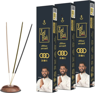 Zed Black Premium 3-in-1 Incense Sticks for Everyday Use Long Lasting (Pack of 3) 3in1(300 g, Set of 3)
