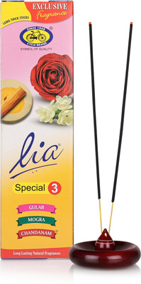 Lia 3 in 1 Assorted Pack Agarbatti with Gulab, Mogra and Chandanam Fragrance, 202 gms, From house of Cycle(202 g, Set of 1)