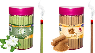 Aereoday Mogra & Panchvati Dhoop Incense Sticks Pack of 200 gram (100 + 100) Fragrances Mogra, Panchvati(100 g, Set of 2)