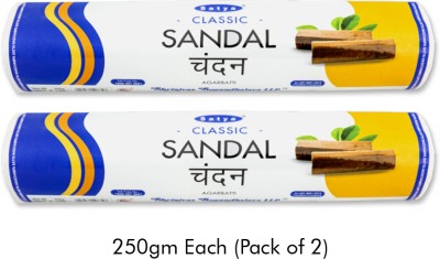 Satya Classic Sandal Incense Sticks Rolls 250gm Each (Pack of 2) Chandan, Sandalwood, Relaxed, Pure, Strong, Long Lasting(2, Set of 2)