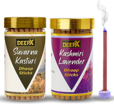 deepx Kasturi Dhoop Sticks | Lavender Dhoop Sticks | Combo Pack 2 Devotional Fragrance Scented Ritual Dhoop, Fruity Dhoop Sticks(200 g, Set of 2)