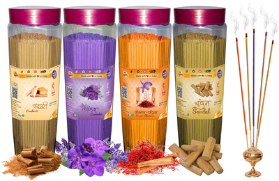Shankh Panchvati, Lavender, Kesar Chandan & Sandal Agarbatti Pack of 1200 gm Fragrances Panchvati, Lavender, Kesar Chandan, Sandal (Chandan)(300 g, Set of 4)