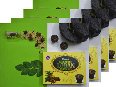 DIVINE Singapore Loban Premium Sambrani Dhoop Cups (Pack of 4, 12 Cups in each box) Multi - Fragrance(48 g, Set of 6)