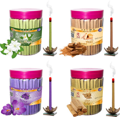 Green Spiritual Panchvati, Lavender, Kesar Chandan & Sandal Dhoop Stick Pack 600 gram Fragrances Mogra, Panchvati, Lavender, Sandal (Chandan)(150 g, Set of 4)
