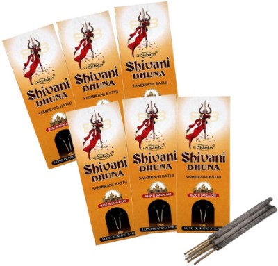 Rudra Pack of 6 (8 Stick Per Pack) Shivani Dhuna Sambrani Bathi Long Incense Stick Scented(8, Set of 6)