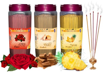 Green Spiritual Rose, Panchvati & Sandal Agarbatti Pack of 1500 gm (500 + 500 + 500) Fragrances Rose, Panchvati, Pineapple(500, Set of 3)