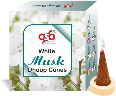 GANDHI SUGANDH BHANDAR White Musk Premium Dhoop Cones | No Charcoal | No Bamboo | Long Lasting Natural(100, Set of 1)