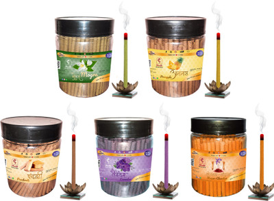 Green Spiritual Rose, Mogra, Lavender, Pineapple & Sandal Dhoop Incense Stick Pack of 1000 gram Kesar Chandan, Mogra, Panchvati, Lavender, Pineapple(200 g, Set of 5)