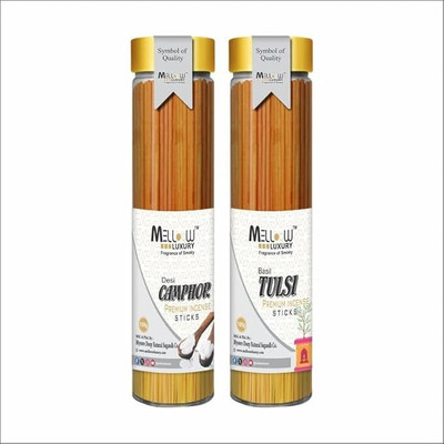 MELLOOW LUXURY Incense Sticks (100gm x 2 Pack) Desi Camphor And Basil Tulsi Fragrance Desi Camphor And Basil Tulsi(2 Units, Set of 2)