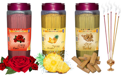 Shankh Rose, Pineapple & Sandal Agarbatti Pack of 1500 gm (500 + 500 + 500) Fragrances Rose, Pineapple, Sandal (Chandan)(500, Set of 3) Shankh Rose, Pineapple & Sandal Agarbatti Pack of 1500 gm (500 + 500 + 500) Fragrances Rose, Pineapple, Sandal (Chandan)(500, Set of 3)