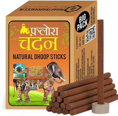 Parag Fragrances Flora Chandan Dhoop Sticks 250 Gram/Chemical & Bamboo Free Natural Dhoop Batti Air Purification and Meditation(250 g, Set of 1)