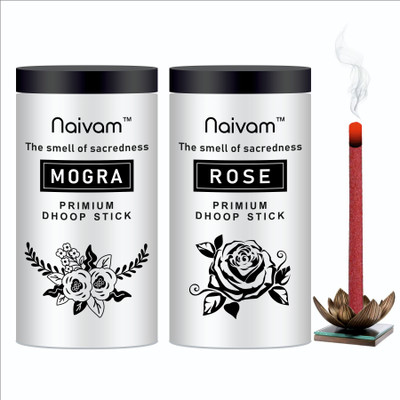Naivam Rose/Gulab & Mogra Dhoop Sticks | Pack of 2 x 100gm | Rose/Gulab Fragrance, Mogra Fragrance(200 g, Set of 2)