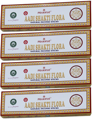 OMPRAKHYAT Aadi Shakti Flora Extra Premium Masala Incense Sticks 200Grams(50 Grams X 4Pack) Smooth Fragrance of Jasmine Flower, Pure Natural Masala(50 g, Set of 4)