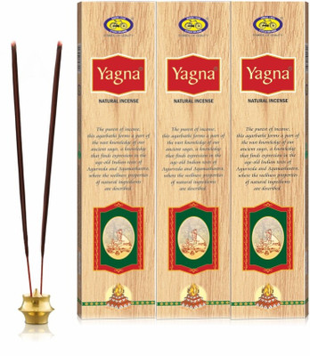 Cycle Pure Yagna Long Lasting Masala Bathi for Special Puja and Rituals with Natural, Woody, Sandal, Herbal Fragrance(30 Units, Set of 3)