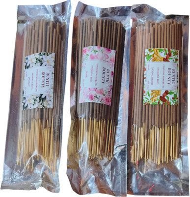 Rustic Bounty Cow Dung Agarbatti Combo pack of 3 per 100 Gram packets Aromatic bless Strong(40, Set of 1)