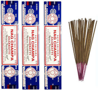 Rudra Pack of 3 (12 Stick Per Box) Satya Sai Nag Champa Agarbatti Incense Sticks Scented(12 Units, Set of 3)