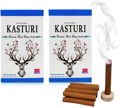 Airtick Box Pack of 2 (10 Sticks Per Box) Kasturi Premium Thick Dry Dhoop Incense Sticks Scented(10 Units, Set of 2)