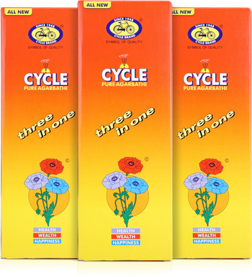 Cycle Three in One Agarbatti with 3 Signature Fragrance for Health, Wealth & Happiness - Lily, Floral, Woody, Natural(250 g, Set of 3)