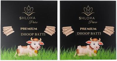 Shloka Pure Premium Dhoop Batti/Sticks are Made with Desi Cow's Dung Cow Dung Natural,Kesar Kasturi,Mogra,Chanda,White Oudh,Ashitavinayak(10 Units, Set of 2)