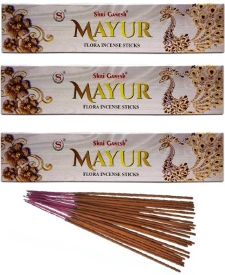 PRABHU Box Pack of 3 (8 Stick Per Box) Mayur Flora Incense Stick Agarbatti Scented(8, Set of 3)
