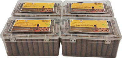 Gavo harshiddhi Cow Dung Chandan Dhoop Batti for Pooja Organic Incense Sticks 2.5 inc 60 Piece Sandalwood, Havan(60 Units, Set of 4)