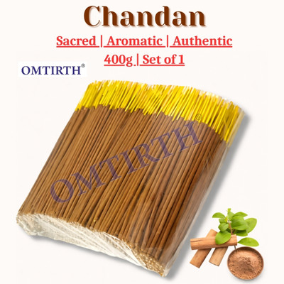 Omtirth Chandan Agarbatti 400g | Premium Quality Incense Sticks for Puja & daily use | Sandalwood, Chandan(400 g, Set of 1)