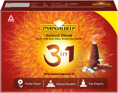 Mangadeep Mangaldeep Natural Dhoop Stick combo 3in1 made with desi ghee (140 gm) -Rs. 60 Floral Dhoop