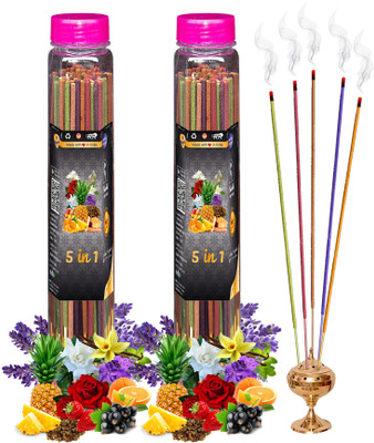 Shankh 5 in 1 (Multiple Fragrances) Agarbatti Incense Stick Pack of 200 gm Fragrances Rose, Mogra, Panchvati, Lavender, Pineapple(200 g, Set of 1)