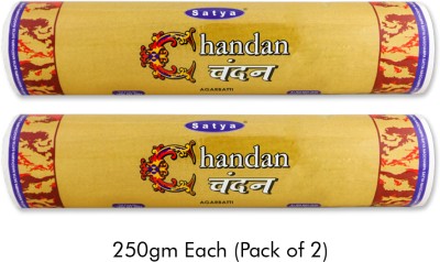 Satya Chandan Incense Sticks Rolls 250g Each (Pack of 2) Sandalwood, Chandan, Pure, Strong, Calming, Long lasting, Popular(2, Set of 2)