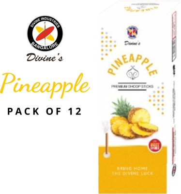 Divine industries Pineapple 4 inch Premium Bambooless Dhoop Stick (Pack of 12- 50g each) Pineapple Fragrance(600, Set of 12)