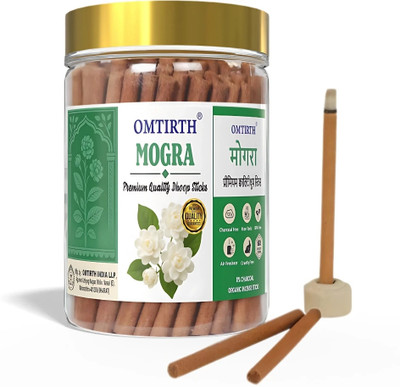 Omtirth MOGRA PREMIUM BAMBOOLESS INCENSE DHOOP STICKS 100 GM JAR | Mogra(100 g, Set of 1)